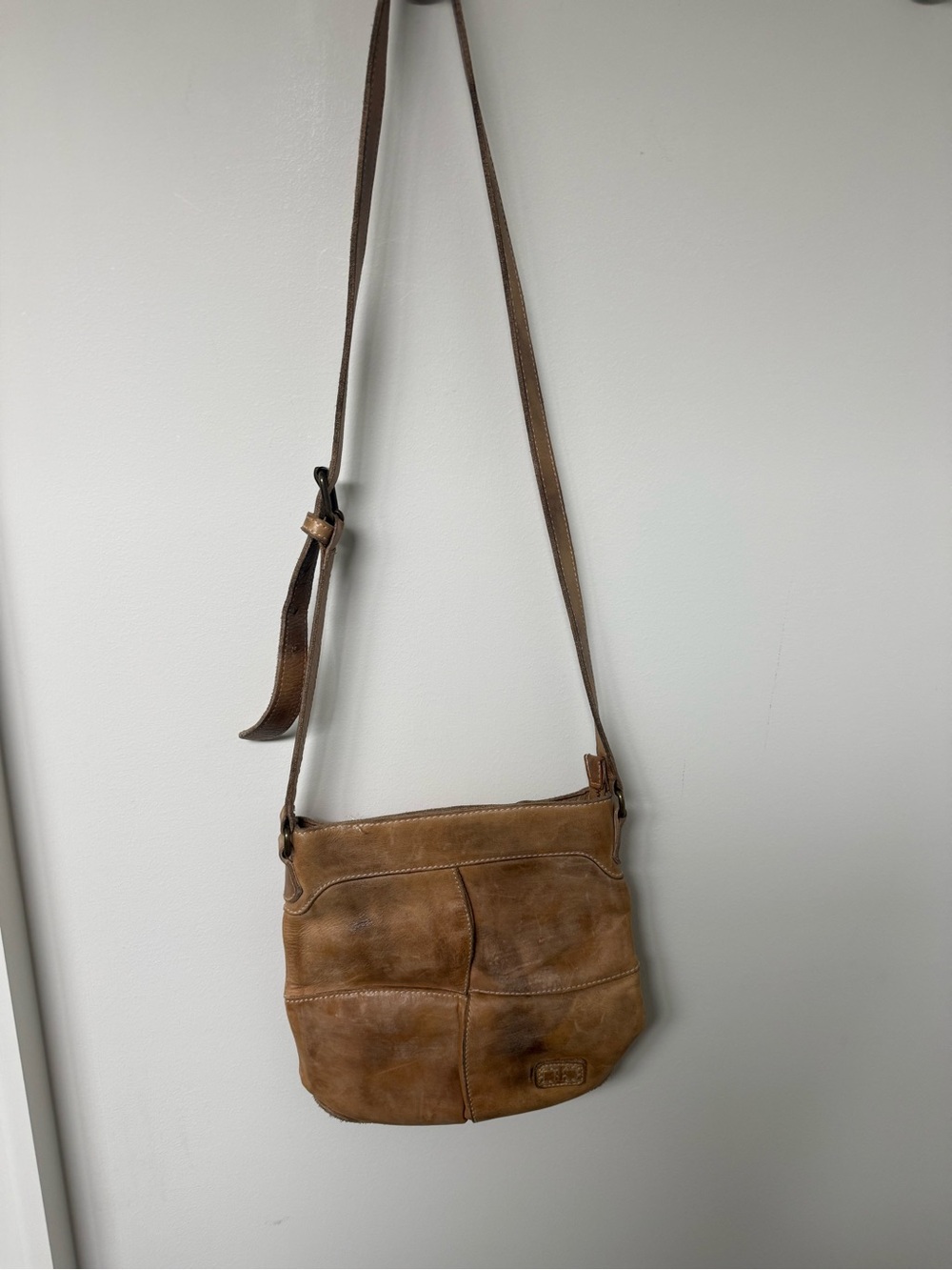 Bed Stu Tan Leather Zip-Top Crossbody